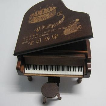 鋼琴造型原木音樂盒 